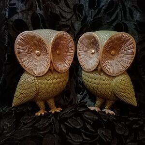 Vintage Mid Century Owls Plaques, Wall Hangings, Burwood Company, 1960s Decor